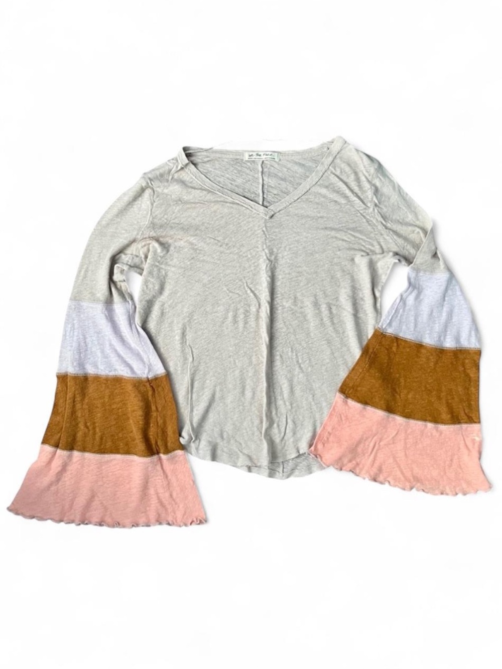 Free People NWOT Spread Your Wings Colorblock Bell Sleeve Top SZ M